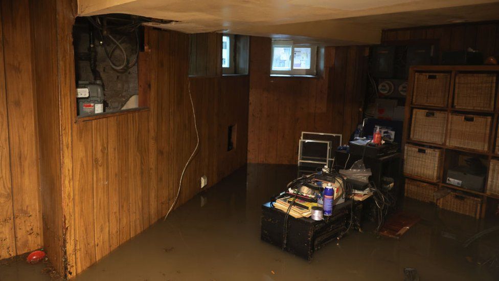 A flooded home in Brooklyn after Ida