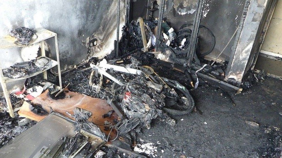 E-bike fire damage