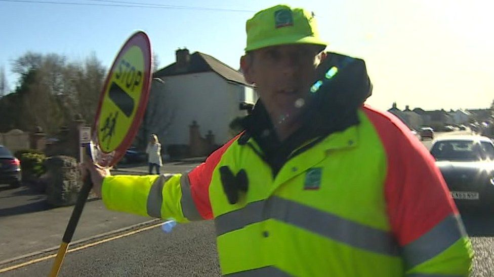 Arwel Owen outside Ysgol Garnedd