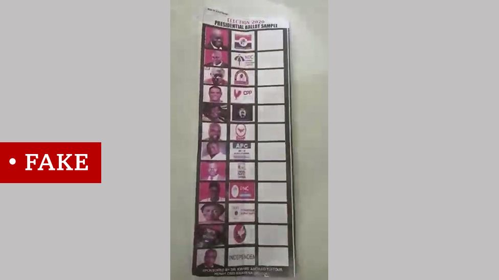 An image of the fake Ghana ballot