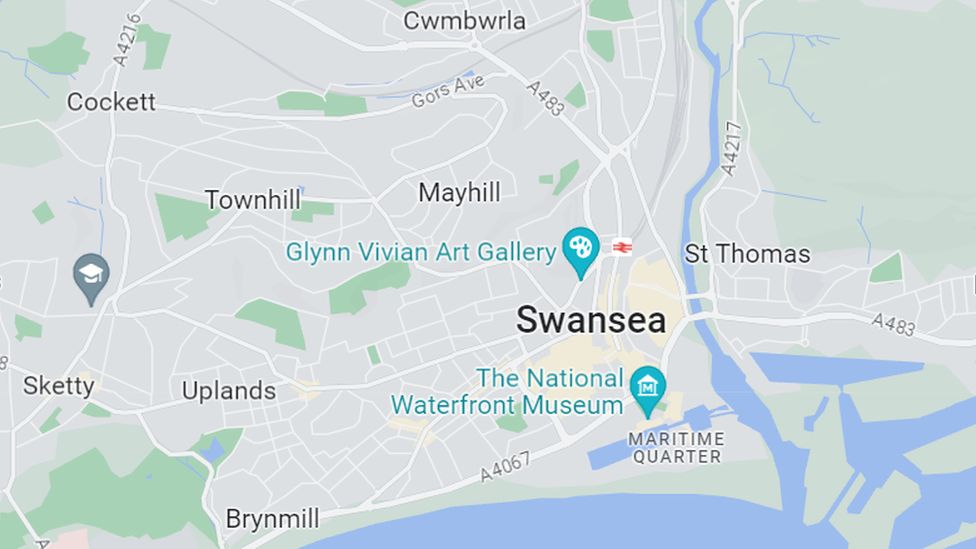 Swansea sur une carte Google