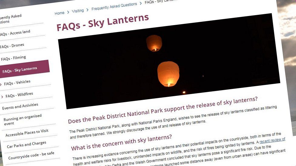 Peak District Park advice on sky lanterns