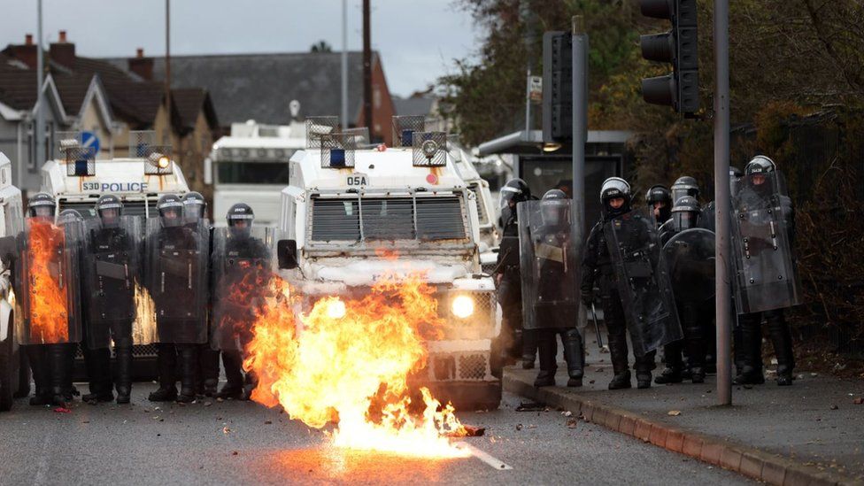 Petrol bombs were thrown in the Springfield Road area on Thursday evening