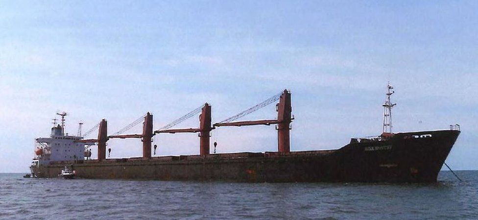 North Korean cargo vessel the Wise Honest seen on the open sea