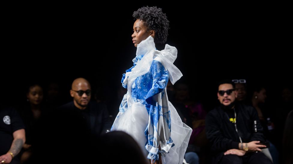 A model taking part in the South African Fashion Week Spring/Summer 2022 Collection, Johannesburg, South Africa - Friday 29 April 2022