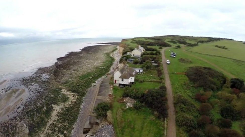 Aerial view of cottages