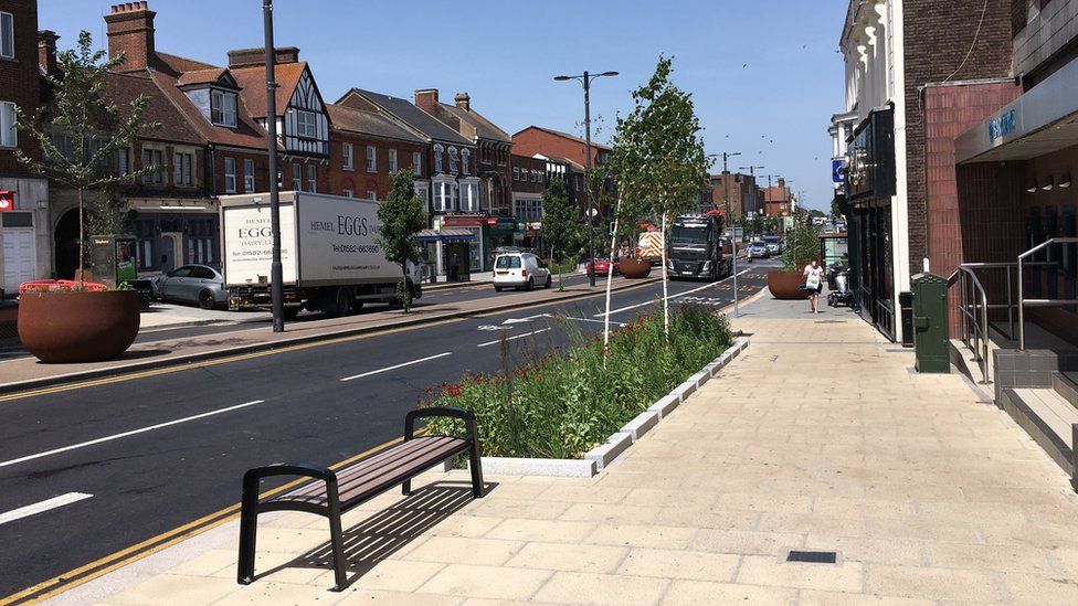 New paving on Dunstable High Street