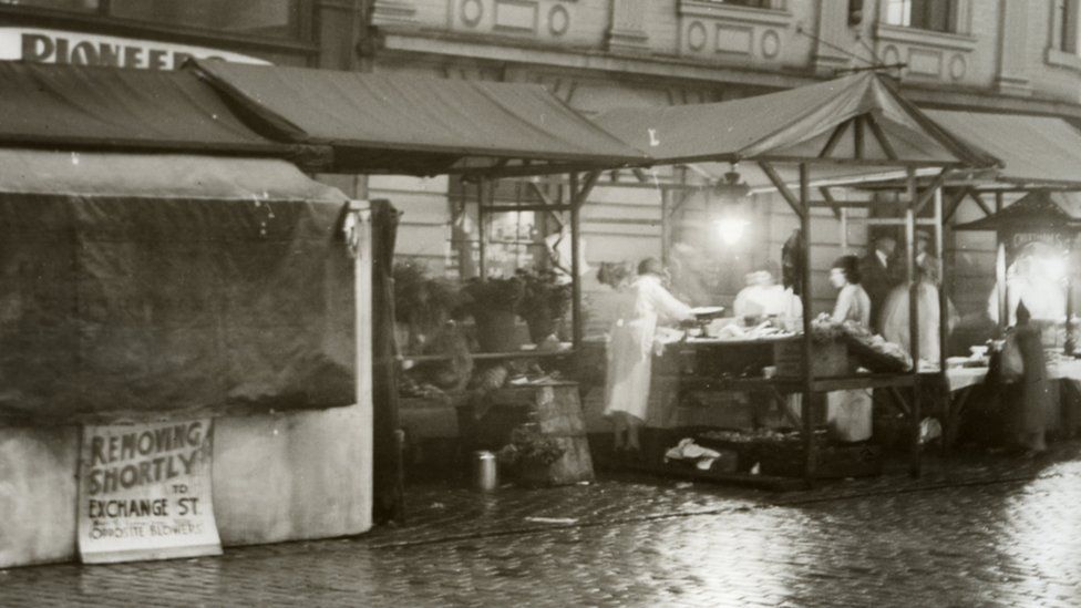 Market stalls on Yorkshire Street, Rochdale