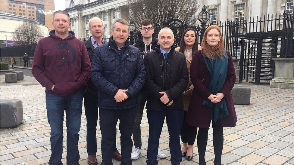 Members of Greencastle, Rouskey and Gortin Concerned Citizens who have taken the judicial review against the Department For Infrastrucure over the gold mine plans