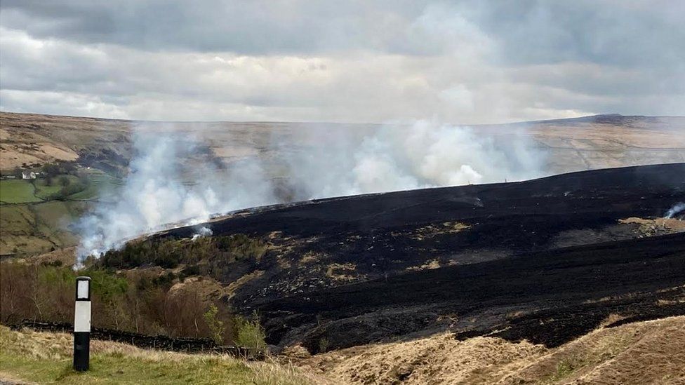 Marsden Moor on fire