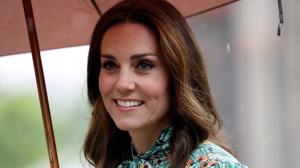 Catherine, Duchess of Cambridge is seen during a visit to The Sunken Garden at Kensington Palace on August 30, 2017