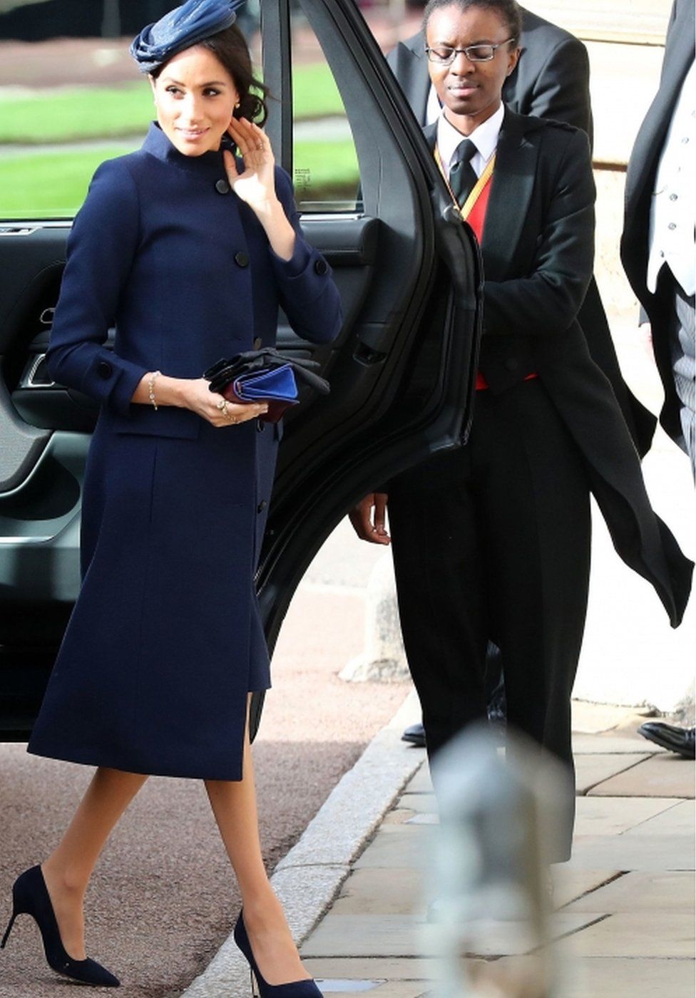 The duchess arriving at the wedding of Princess Eugenie