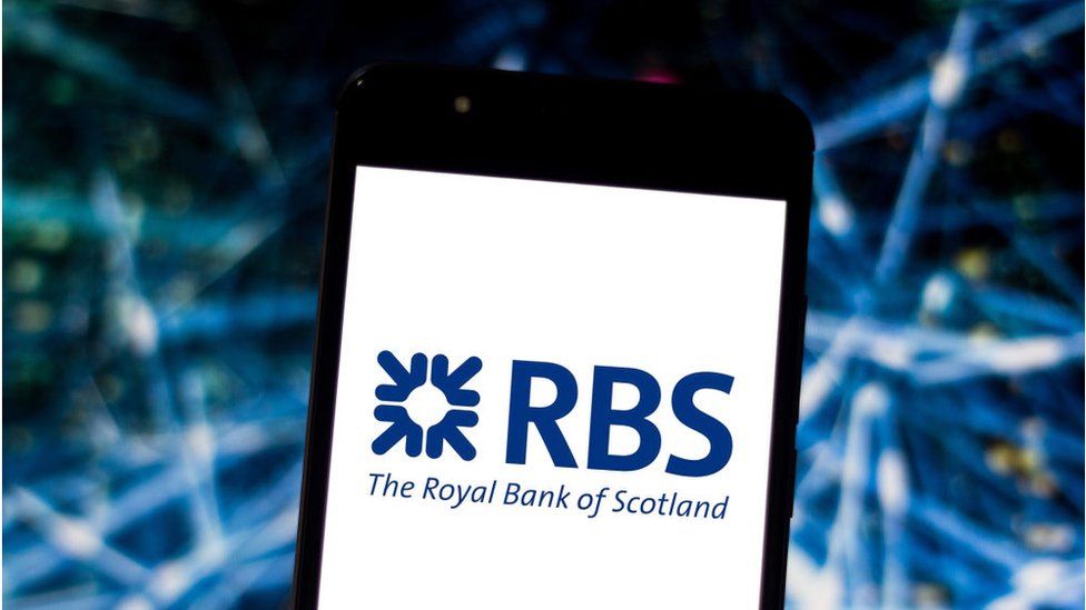 RBS logo on a mobile phone screen