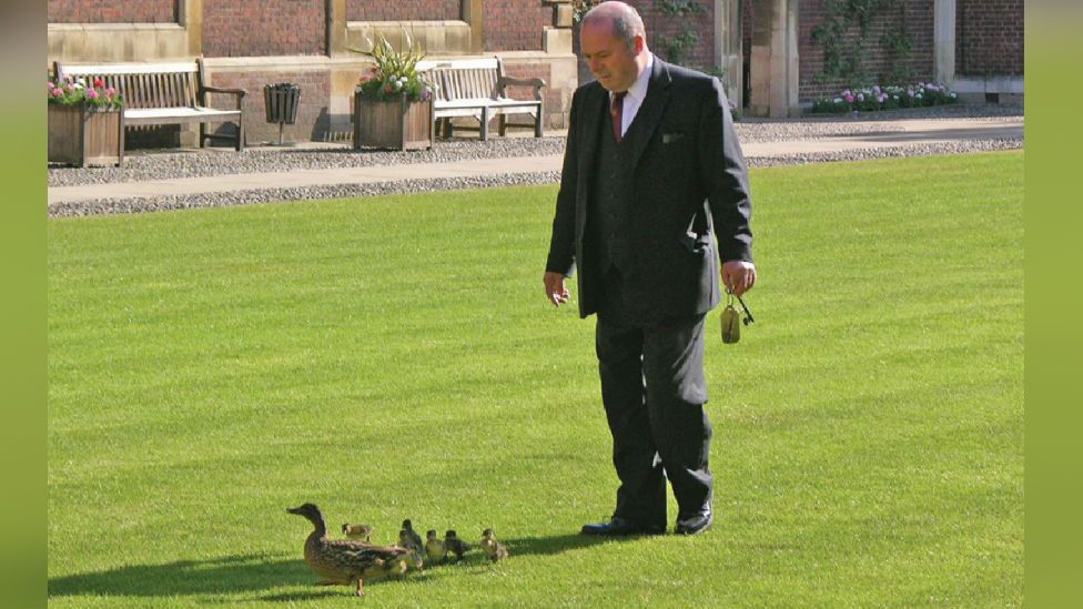 Former head porter Daom Mulcrone with ducks
