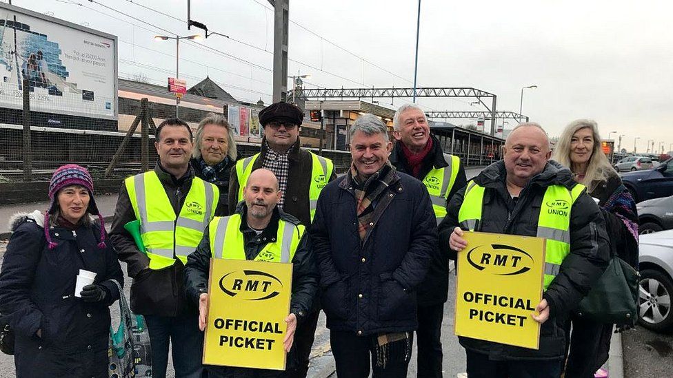 Mick Cash and RMT members in Colchester