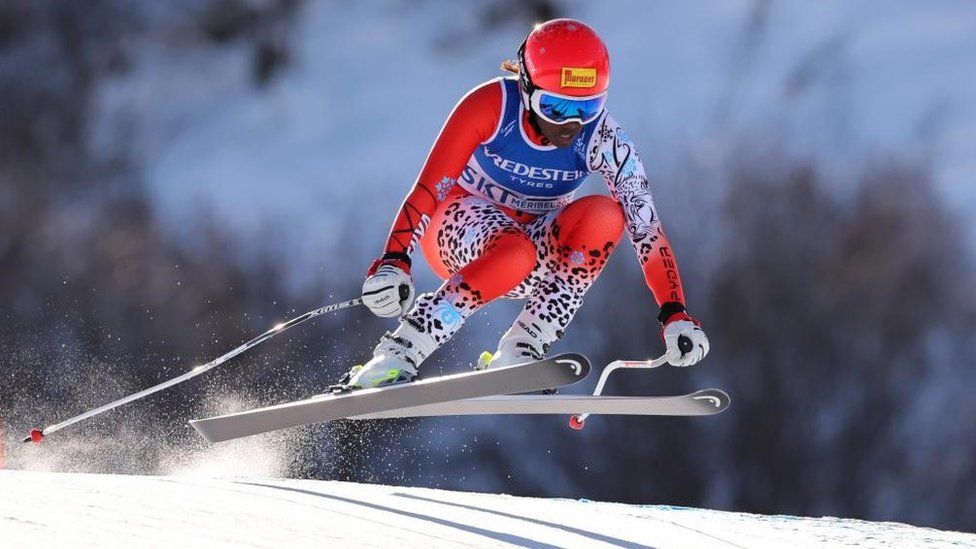 Kenya's Sabrina Simader in action at FIS Alpine Ski World Cup in Meribel, France on 11 February 2023