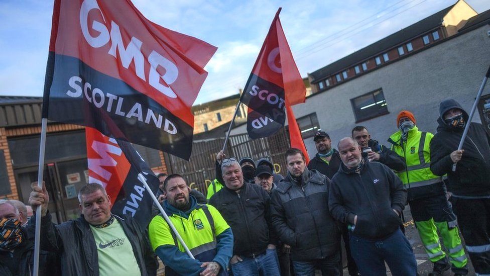 Refuse workers in Glasgow took strike action in November 2021