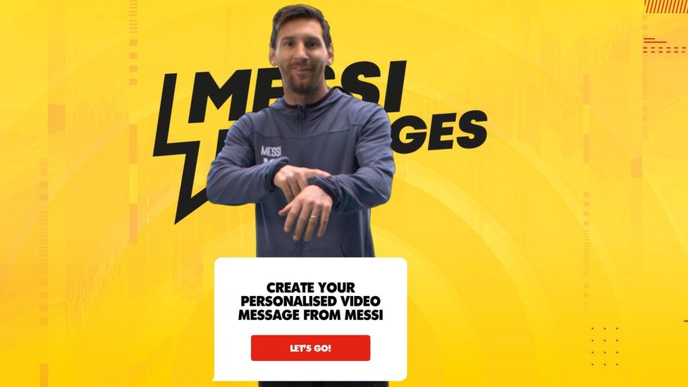 Screenshot of footballer Lionel Messi avatar on the Lay's website.