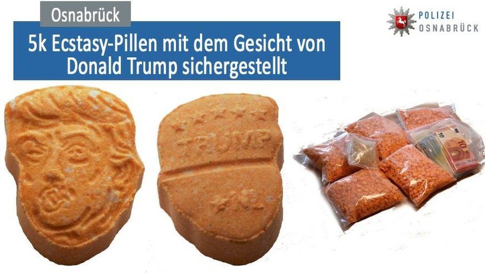 Ecstasy pills depicting Donald Trump's face, seized by police in the German city of Osnabrück