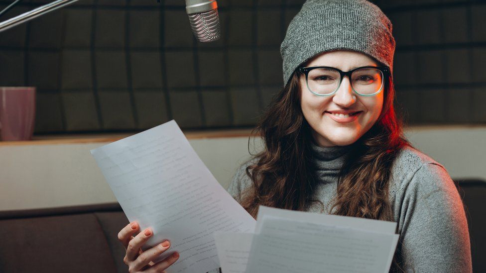 Stock image of a voiceover artist