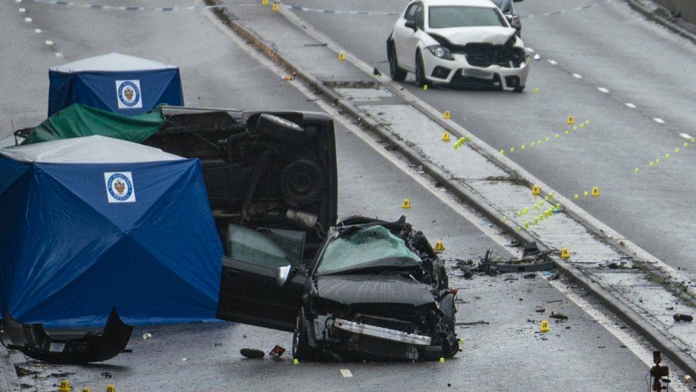 Crash scene on Belgrave Middleway