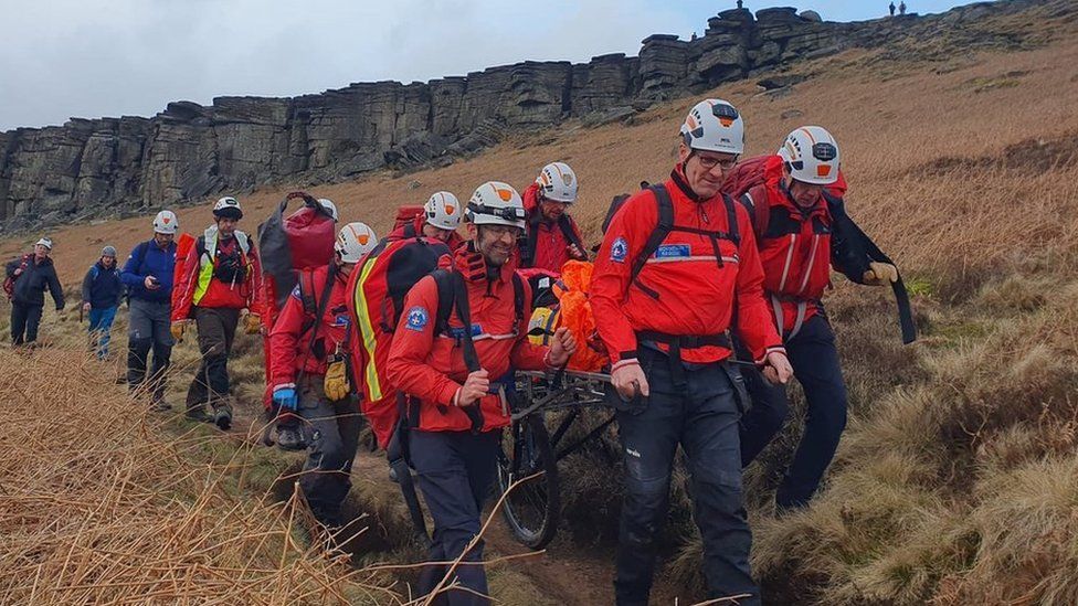 Edale Mountain Rescue Team during a callout in the Peak District