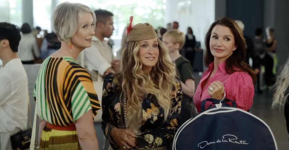Cynthia Nixon, Sarah Jessica Parker and Kristin Davis in the And Just Like That trailer