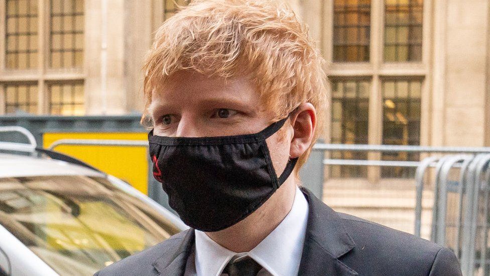 Ed Sheeran arriving at the High Court on Monday