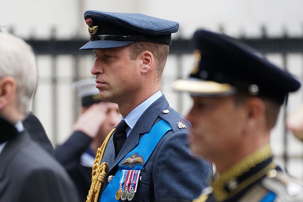 Britain's Prince William, Prince of Wales, arrives at Westminster Abbey in London on September 19, 2022, for the State Funeral Service for Britain's Queen Elizabeth II