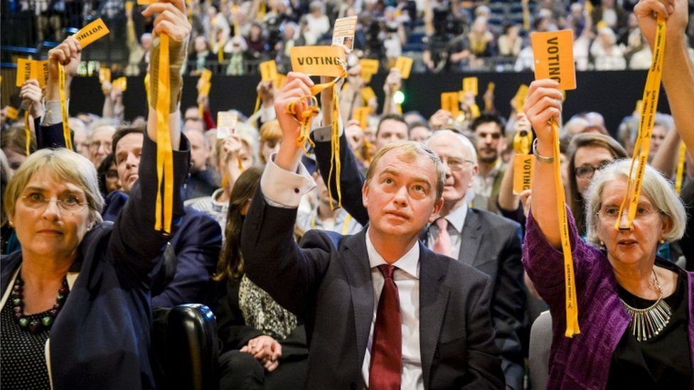 Tim Farron votes on Trident at the Liberal Democrats annual conference
