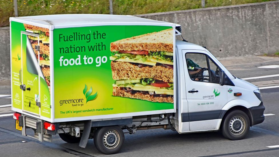 A Greencore sandwich manufacturing delivery van in Essex in 2021