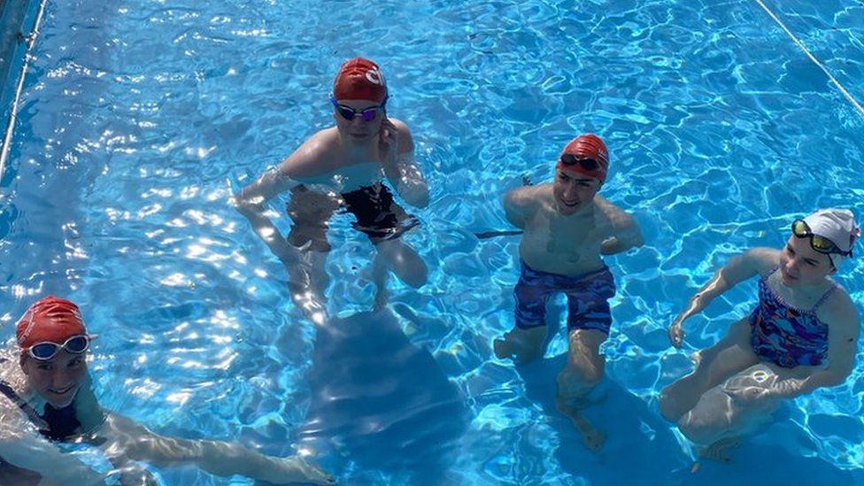 Five of the teenagers in the Wivey pool