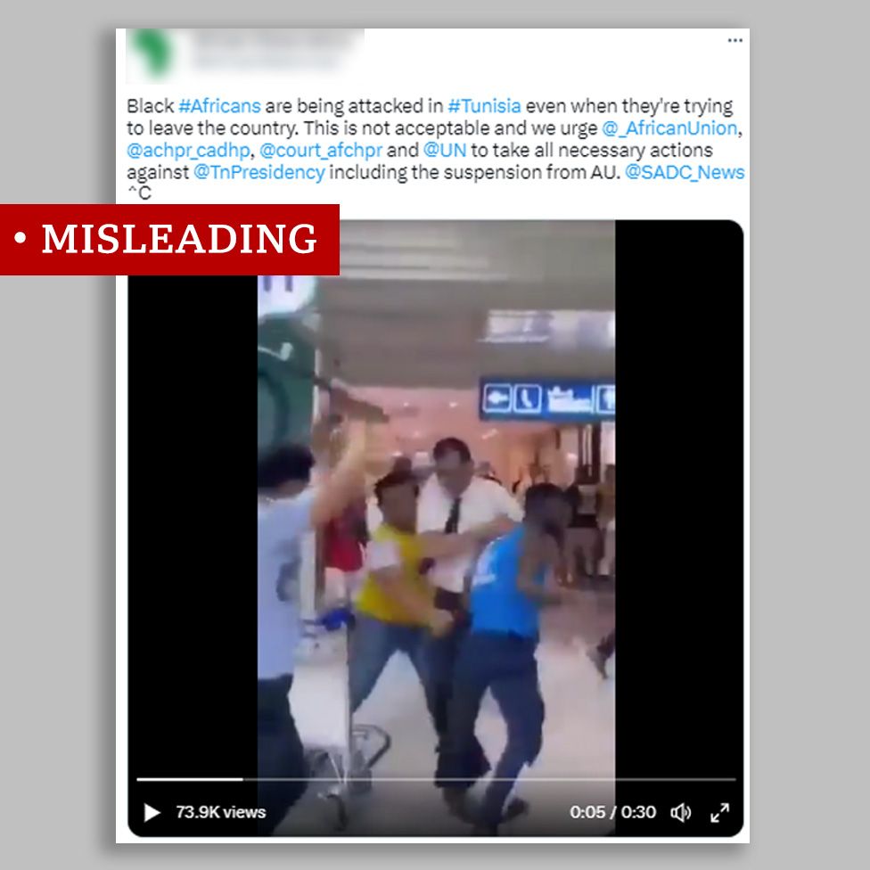 Screengrab of tweet showing security men beating a traveller