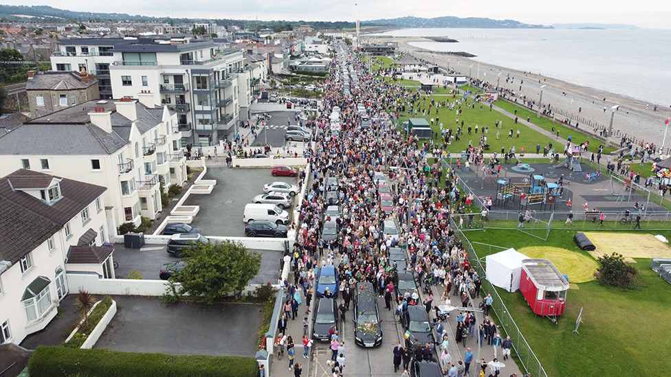 The funeral cortege of Sinéad O'Connor in Bray, Ireland, on 8 August 2023