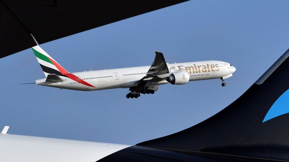 Emirates flight takes off