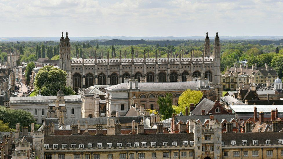 View over the University of Cambridge with King's College Chapel in the background