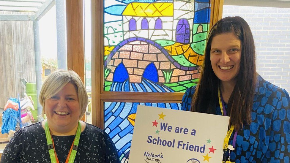 Rachel Bradshaw (left) from Cringleford CEVA Primary School with Louise Mundford (right) of Nelson’s Journey.