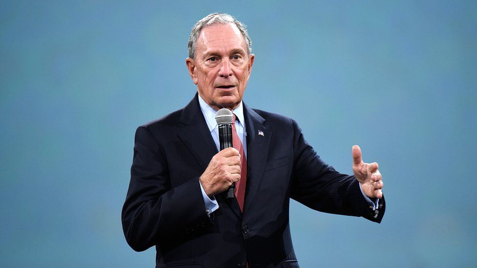 : Michael Bloomberg speaks on stage at a benefit event in New York in 2018