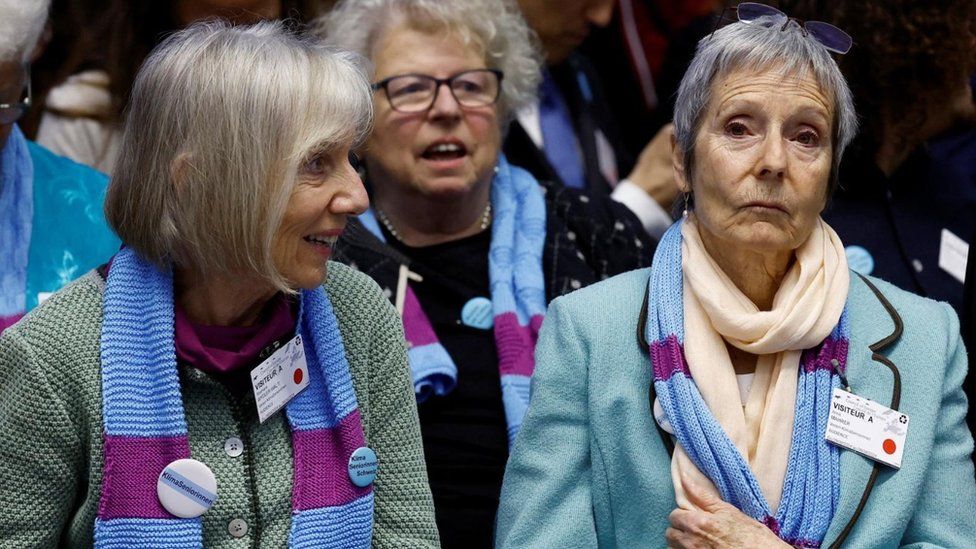 Rosmarie Wyder-Walti and Anne Mahrer, of the Swiss elderly women group Senior Women for Climate Protection