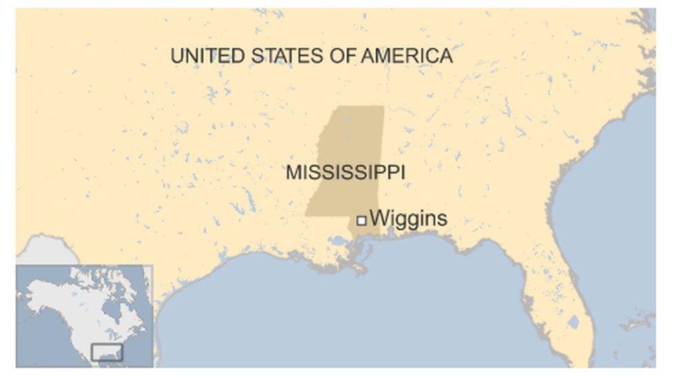 Map of Wiggins in Mississippi