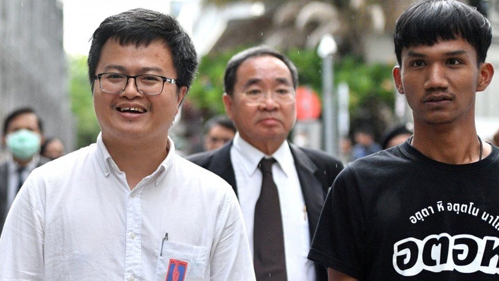 Anon Nampa and Panupong Jadnok, two of the leaders of recent anti-government protests