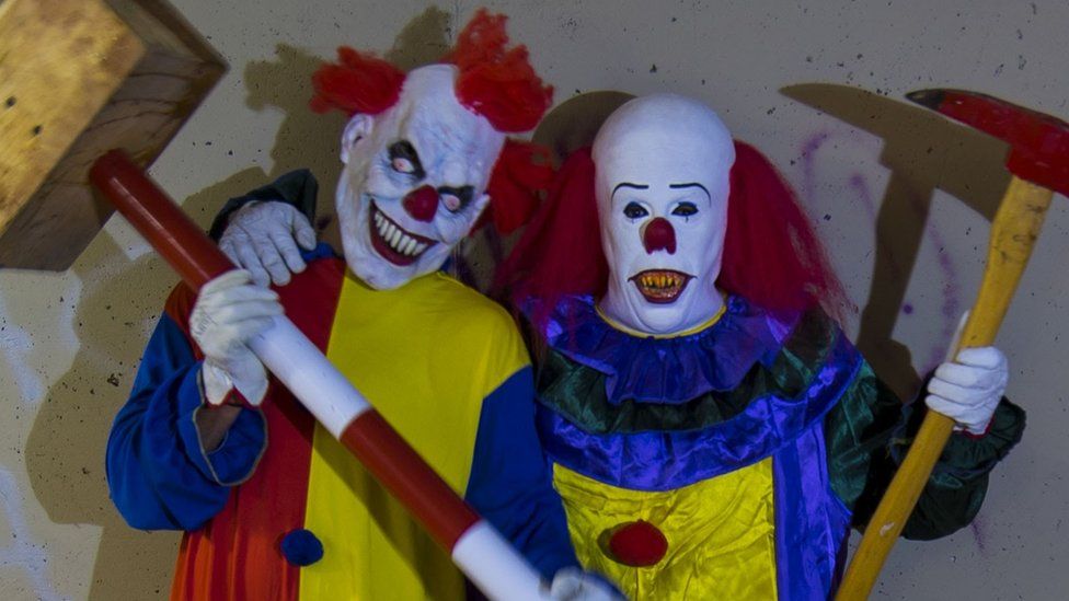 Matteo Moroni's killer clowns dressed up for a DM Pranks video