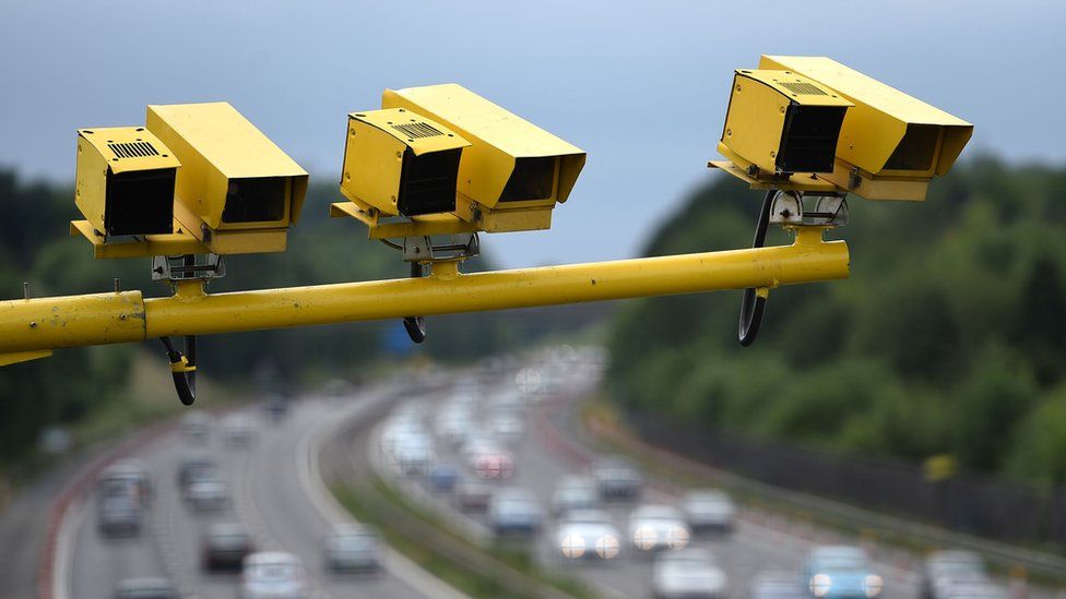 Average speed cameras on a UK motorway