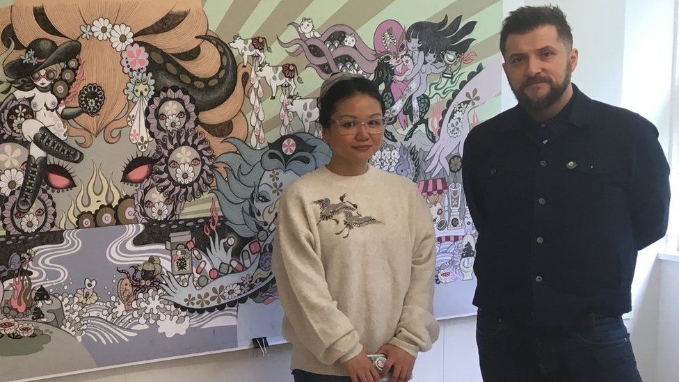 Artist Junko Mizuno and senior lecturer Dwayne Bell