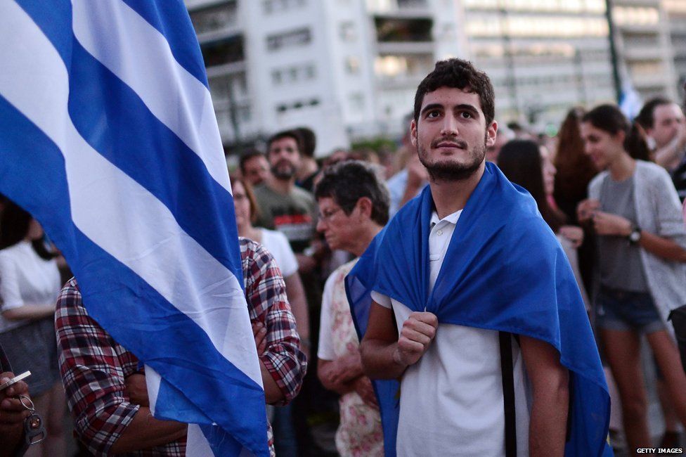 Pro-European Greeks at a protest
