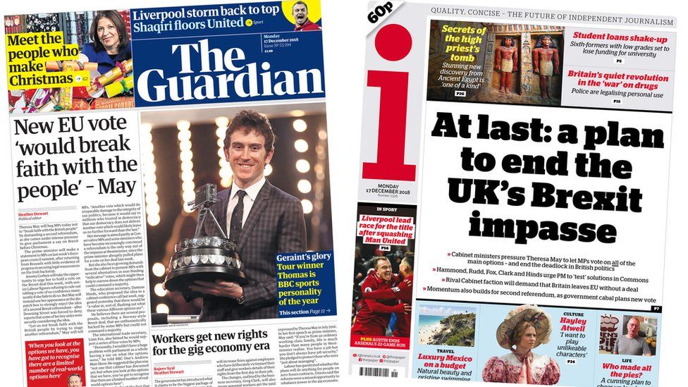 The Guardian and i front pages