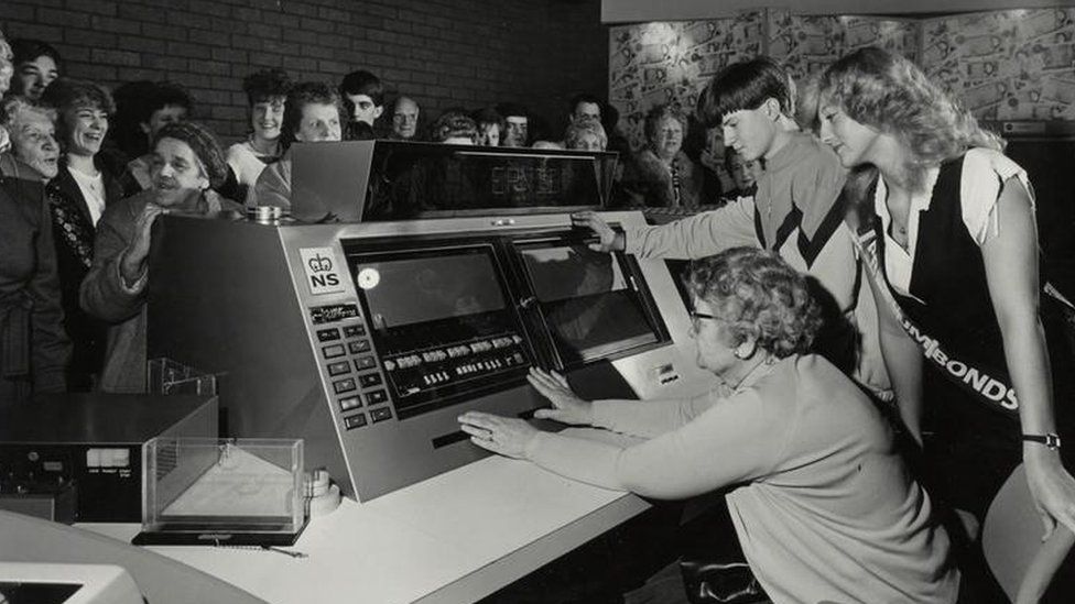 Ernie machine used to select Premium Bonds, here in 1975