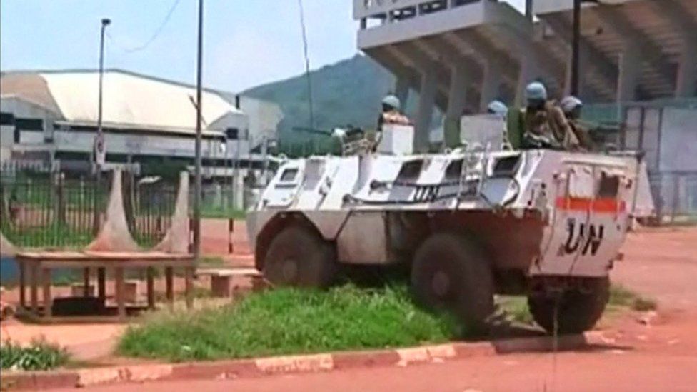 Still image from video shows UN troops in Bangui, Central African Republic - 29 September 2015