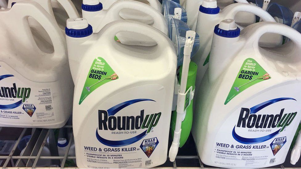 Roundup weedkiller at a home improvement store.