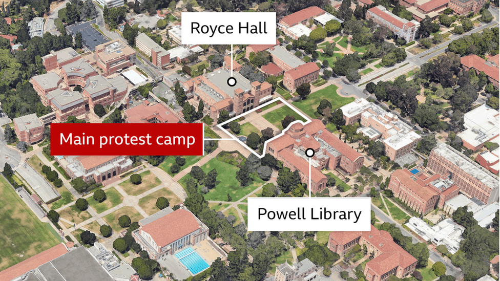 Map of UCLA protests